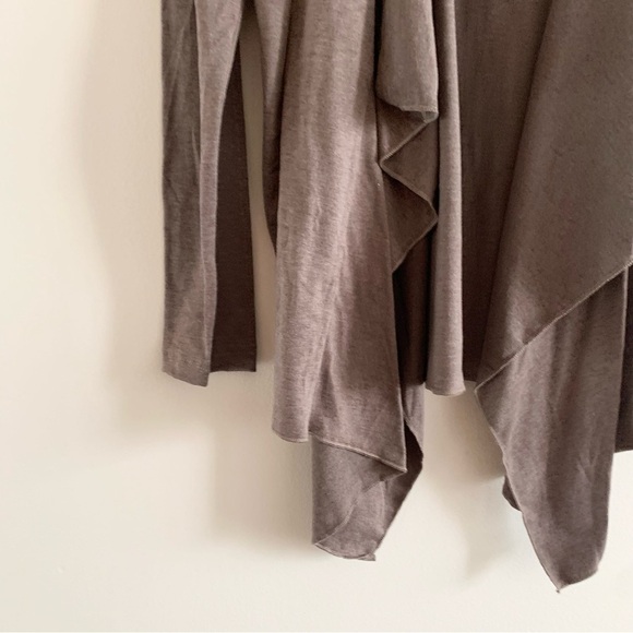 Nwt Drape Front Open Cardigan Long Sleeve Irregular Hem Brown Cover Up Sweater - Picture 6 of 13